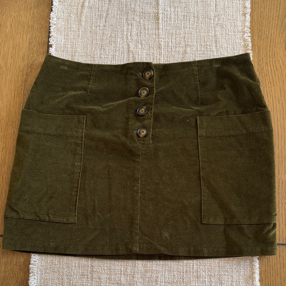 BDG Olive Green Mini Corduroy Skirt
